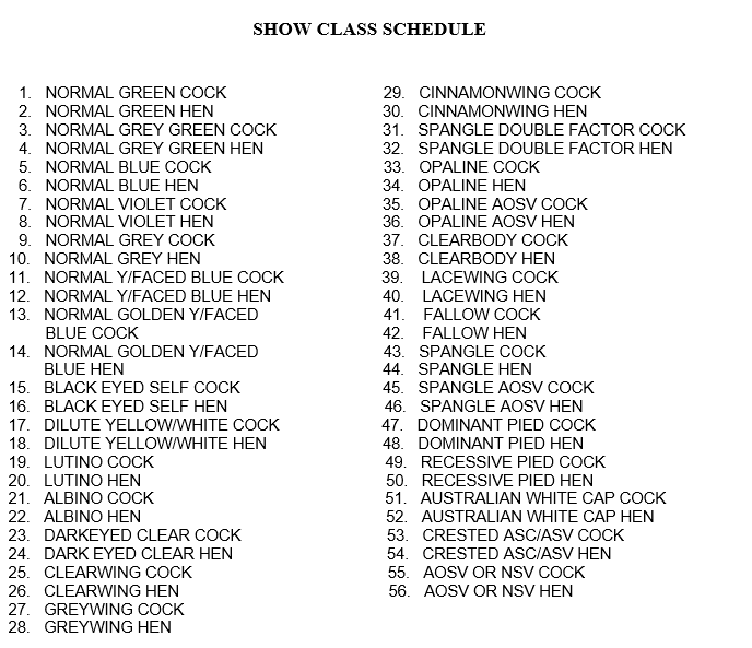 Port Pirie Budgerigar Society Show Schedule 2024